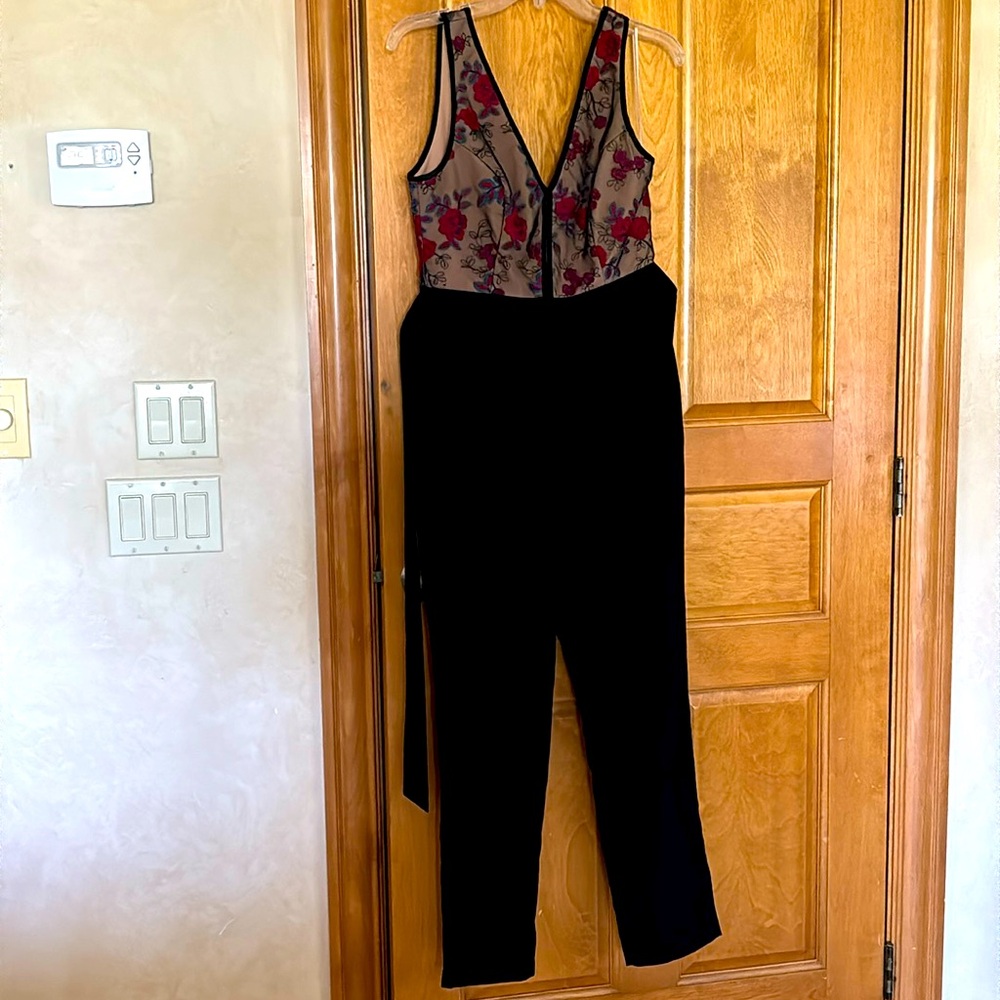 Harlyn Embroidered Black Jumpsuit V Neck
